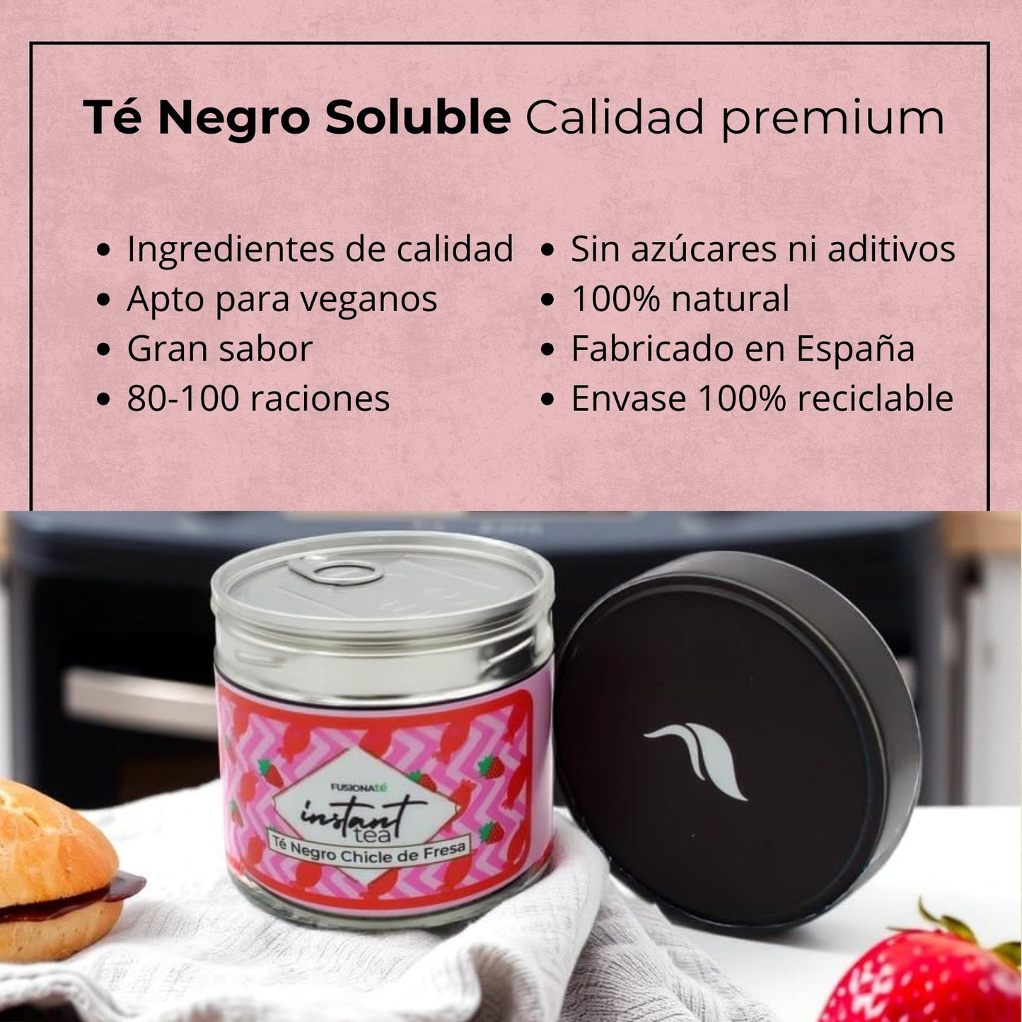 Té Negro Soluble Chicle de Fresa