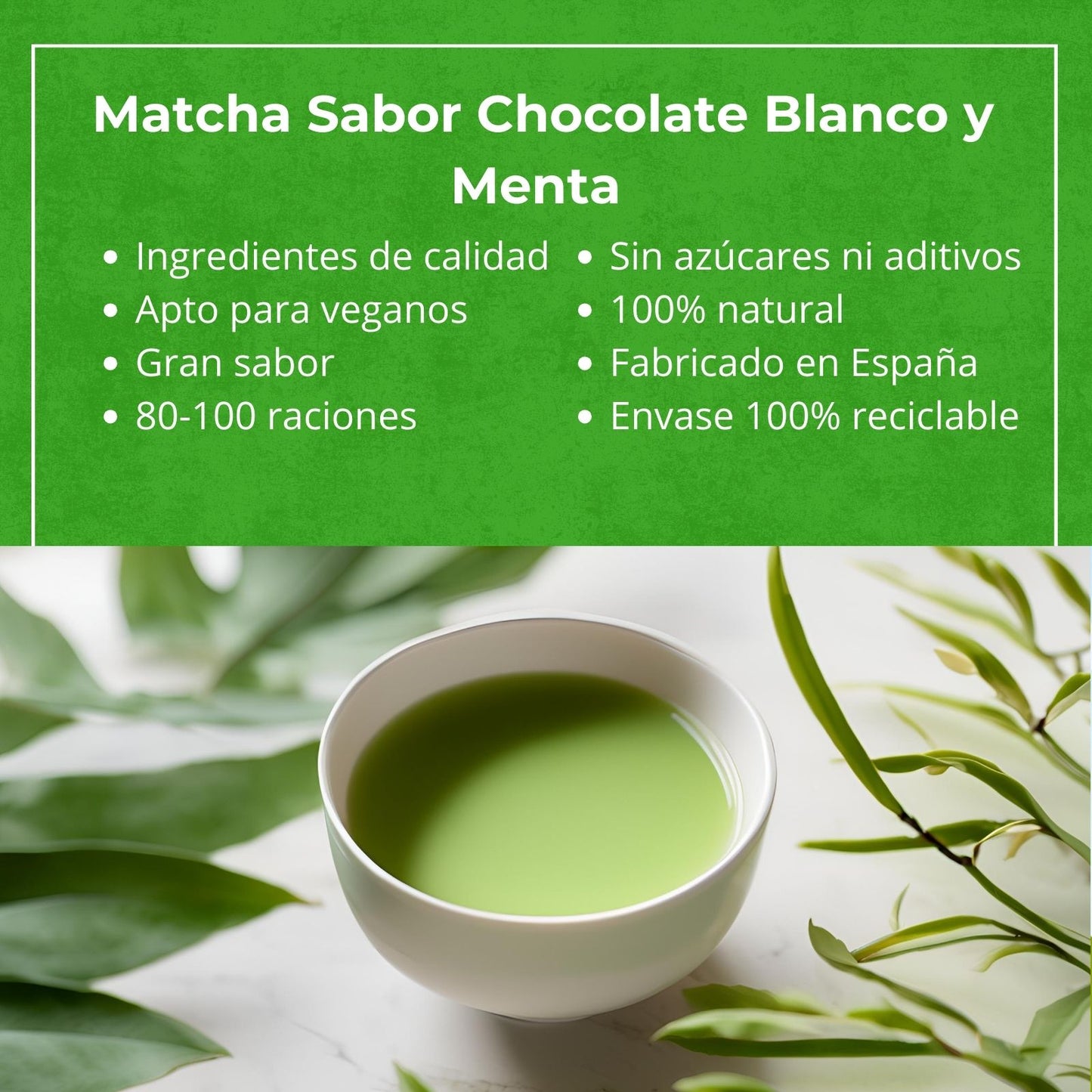 Té Matcha Chocolate Blanco con Menta