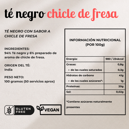 Té Negro en Polvo Sabor Chicle de Fresa