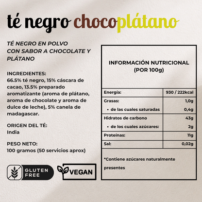 Té Negro en Polvo Sabor Chocolate y Plátano