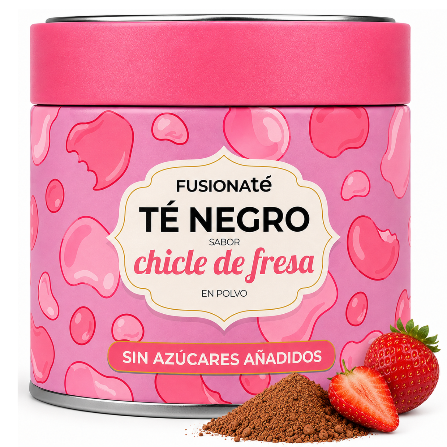 Té Negro en Polvo Sabor Chicle de Fresa